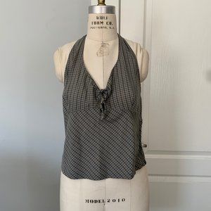 Green Plaid Halter Tank MEDIUM
